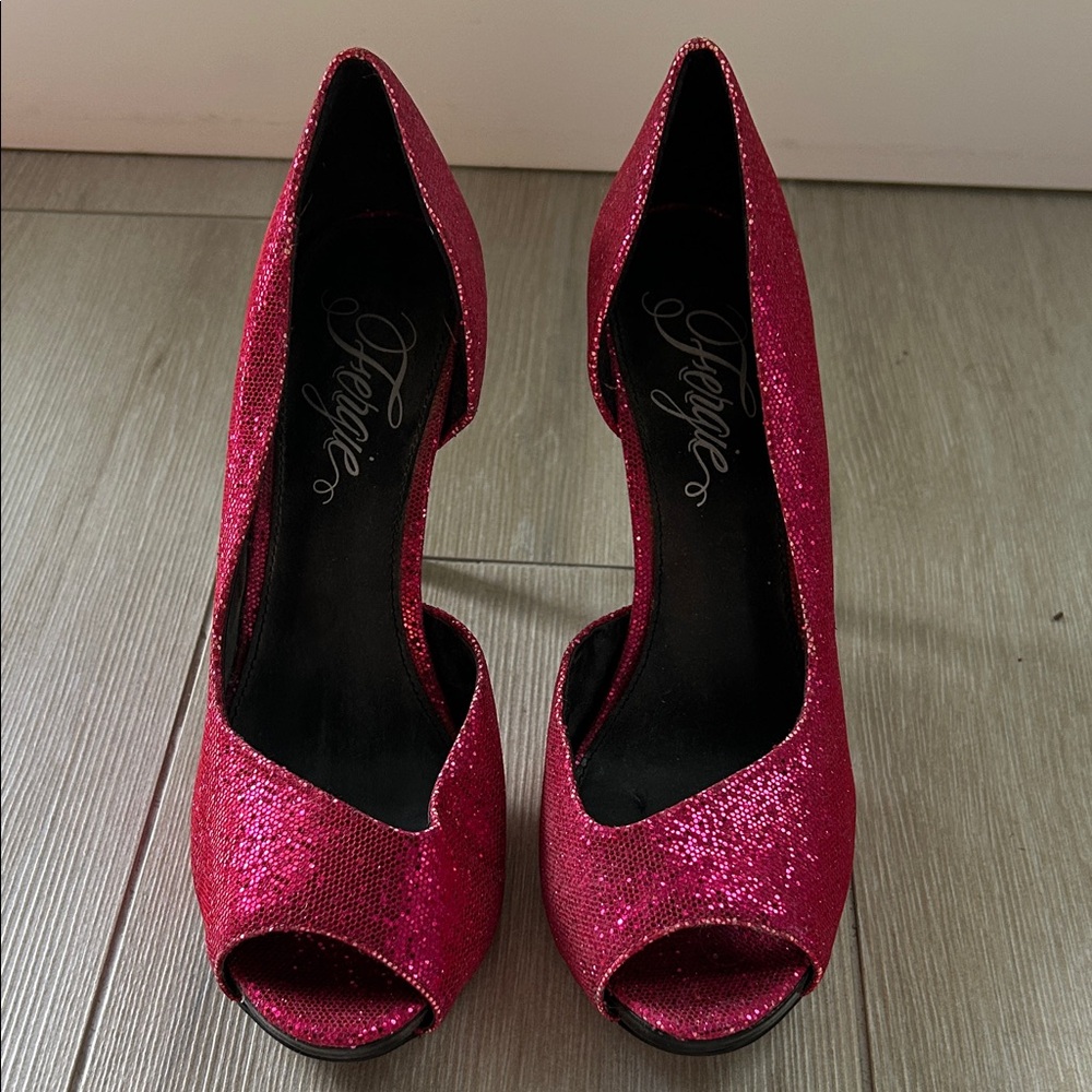 Fergie Women's Sparkling Pink Peep Toe Heels